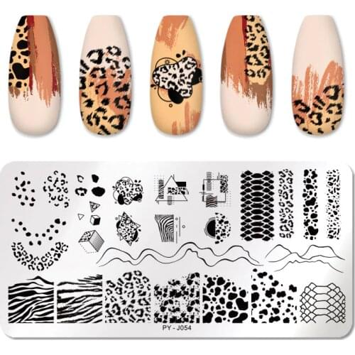 PICT YOU Nail Stamping Plates Leopard Natural Animal Snake Scale Flower Theme Image Template Mold Nail Art Stencil Tool