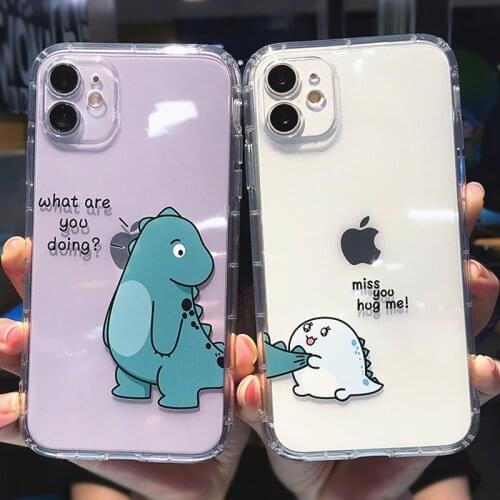 Cartoon Cute Cat mouse Shockproof Case For iPhone 12 11 Pro Max Mini X XS Max XR 7 8 Plus Clear Phone Shell Soft TPU Back Cover