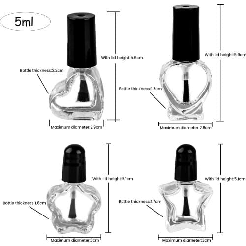 1pc 5ml Transparent Glass Nail Polish Bottle Empty Cosmetic Containers Nail Glass Bottles With Brush For Nail Art Diy