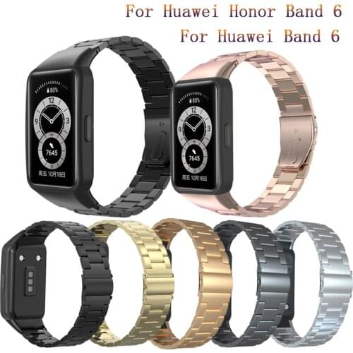 Stainless Steel Band Straps For Huawei Band 6 Smart Wristband Bracelet Replacement Watch Strap For Huawei Honor 6 Metal Correa