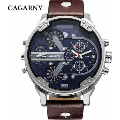 Luxury Brand Men Quartz Watch Dual Movement CAGARNY Man Waterproof Outdoor Sport Military Calendar WristWatch relogio masculino