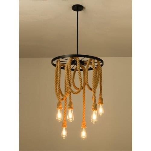 Vintage Hemp Rope Pendant Lamp Base E27 dining room lamp canteen lamp resturant lamp