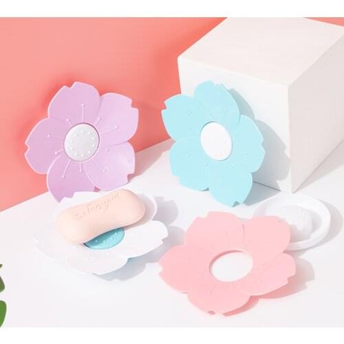 Draining Soap Dish Soap Box Plate Lotus Shape Silicone Box Holder Portable Soap Dishes Flower Soap Box Mini Soap Box In Bathroom