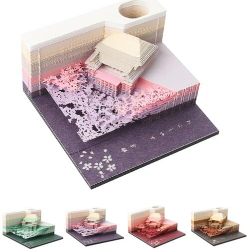 Omoshiroi Block 160 Sheets Japan Kiyomizu Temple Treehouse 3D Paper Sticky Note Diy Led Lights Cute Note Paper Girlfriend Gift