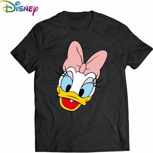 Disney Fashion Cute Daisy Duck Cartoon Print Casual Women T-Shirt O-Neck Pullover Short Sleeve Loose Tee Top