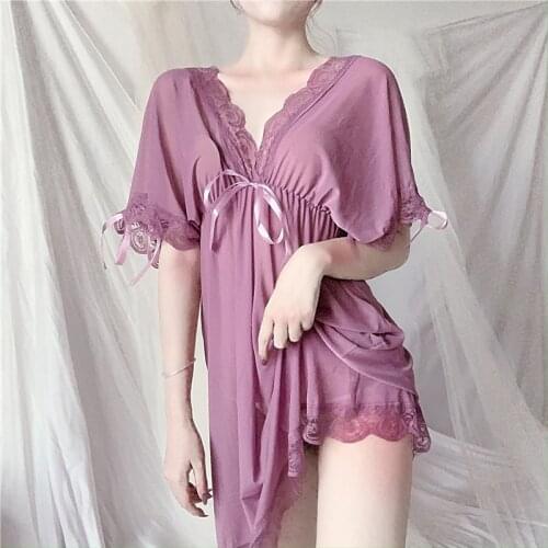 Female Lace Sleepwear Homewear Elegant Lingerie Night Dress Womens Nightgown Nightwear Sexy Hot Erotic Sleeping Dress