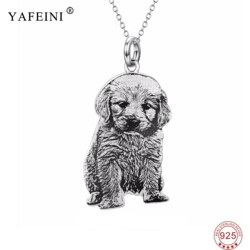 Women 925 Sterling Silver Customized Pet Dog Pendant Choker Necklace Personalized Animal Statement Necklaces For Pet Lovers