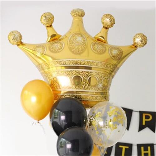 1pc Large 90*76cm Gold Crown Foil Balloons Prince Princess Baby Shower Birthday Party Balon Decorations Adult Globos
