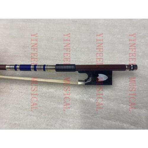 1pcs professional Brazilwood 4/4 full size nickel silver shield blue string very nice Round Violin Bow White Horse Hair