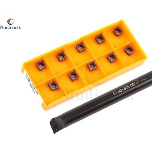 10pcs CCMT0602 Carbide Inserts 1pc S06H S07K S08K S10K-SCLCR06 Inner Hole Cutter Holder S12M S16Q-SCLCR06 Lathe Turning Tool Set