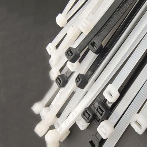 100Pcs 8*200 to 8*450 Self-Locking Cable Ties Black Plastic Nylon Zipper Wraps Strap Fastening Fixing Ring