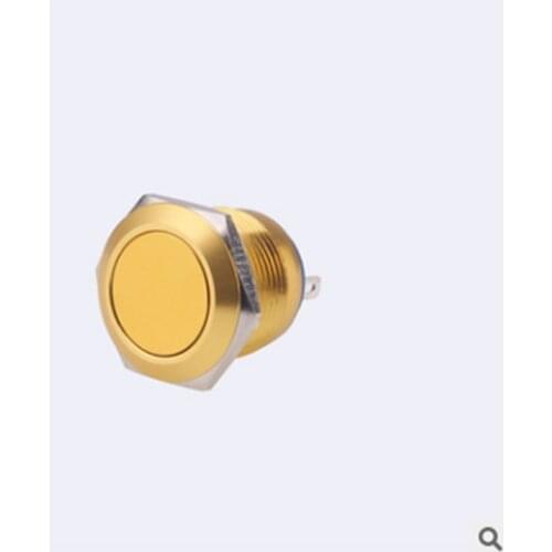 12mm Metal Oxidized push button Switch flat head waterproof momentary reset 1NO pin terminal red black blue Gold Green
