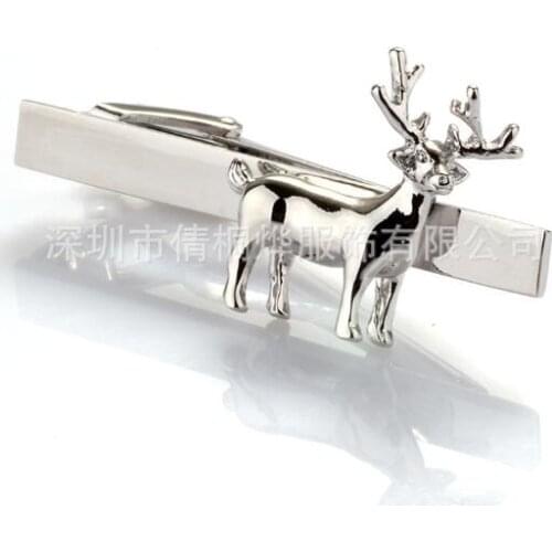 20pcs/lot Novelty Xmas Deer Tie Clips Copper Tie Pins Tie Bars Animal Deer Design Mens Jewelry Christmas Gift