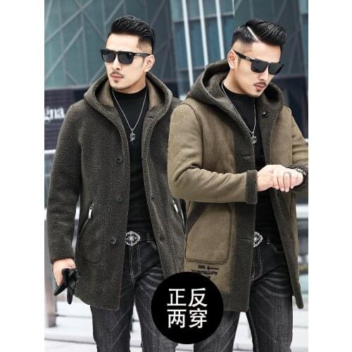 2021 New Winter Men Plus Size Parka Genuine Real Fur Coat Male Leather Jacket Business Loose Casual Long Sleeve Outwear U05