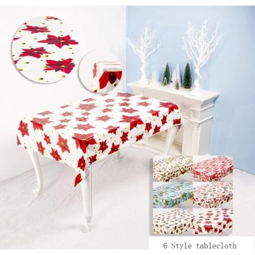 2022 Christmas Printed Tablecloth Waterproof and Oilproof PVC Christmas Disposable Tablecloth Home Decor Kitchenware
