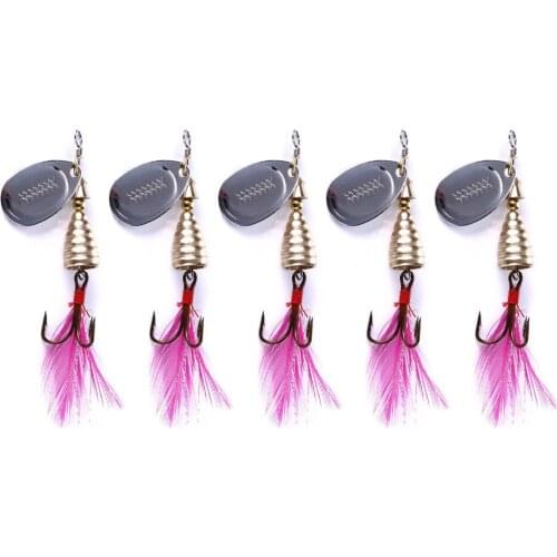 7CM-9.5G Spinner Bait Spoon Lures Metal Fishing Lure Bass Hard Bait With Feather Treble Hooks