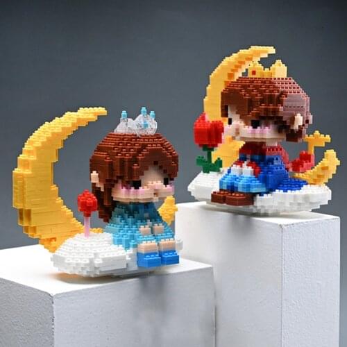 999pcs The Little Prince Micro Building Blocks DIY Assembled Princess Figures Diamond Mini Brick Toys For Kids Birthday Gift