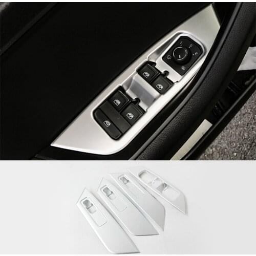 ABS Chrome For Skoda Kodiaq 2016 2017 2018 Car Accessories LHD Interior Door Window Switch Panel Cover Trim Car Styling 4Pcs