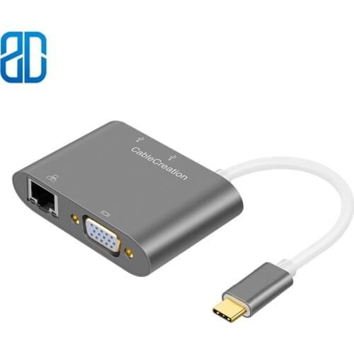 USB C to VGA Type C (Thunderbolt 3 Compatible) to Ethernet +VGA +USB 3.0x2 Multiports Adapter Compatible MacBook Pro MacBook Air
