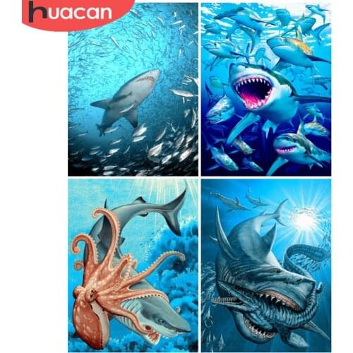 HUACAN Full Square/Round Diamond Painting Animal Shark Embroidery Decoration Painting With Diamonds Wall Sticker