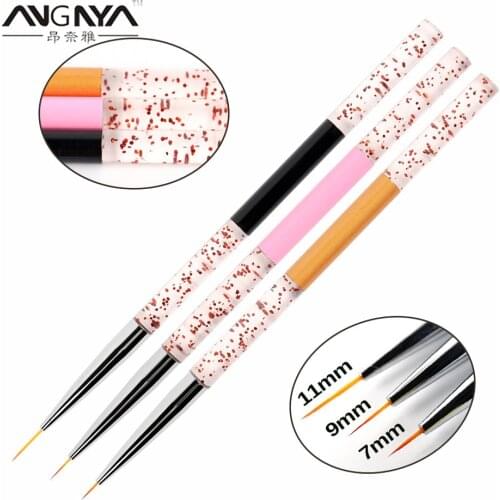ANGNYA Newest 3pcs/set 7/9/11mm Nail Art Acrylic French Liner Brush Flower Design Lines DIY Nail Drawing Pen Manicure Tools