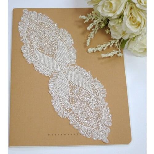 5PCS Packed Beaded Applique for Bridal Wedding, Party and Other Formal Occasions DIY Clothing patches, Bridal Veil Decoration