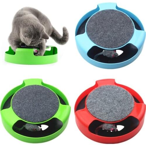 Pet Automatic Toy Tease Cats Interactive Mouse Running Along The Track Turntable Toy Smart Teasing Cat Stick Crazy Game Cat Toy