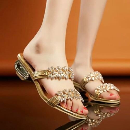 Woman Sandals Shoes 2018 Summer Style Wedges Pumps High Heels Rhinestone Gladiator Sandals Shoes Women Fashion Slippers Shoes