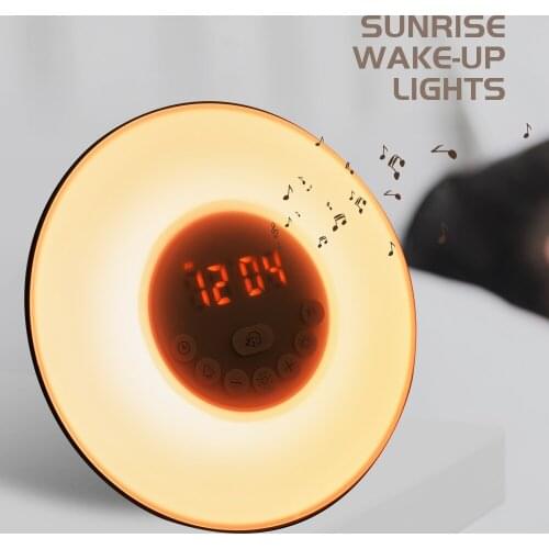 Wake Up Light Alarm Clock Sunrise/Sunset Simulation Luminous Digital Clock with FM Radio Night Light Touch Control Table Clocks