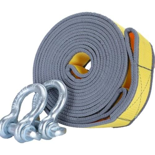 8 Tons 4 Meters Car Trailer Towing Rope Recovery Tow Strap with U-shape Hooks Light Reflection Towing Cable Tool
