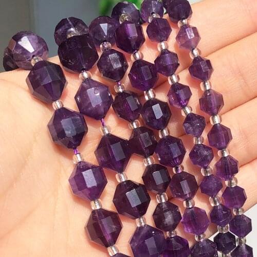 Natural Purple Amethysts Gem Stones Faceted Loose Spacer Beads For Jewelry DIY Making Earrings Bracelet Accessories 15''Inches