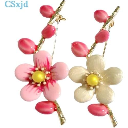 CSxjd New arrival plum brooch imitation pearl enamel alloy brooch needle scarf hat fashion brooch accessories