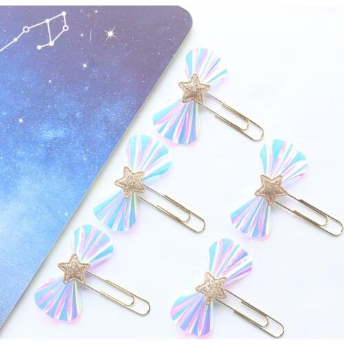Domikee cute candy creative laser Bow school student paper clips kawaii Korean girls clip bookmark stationery gift supplies
