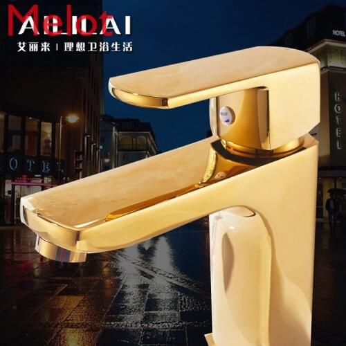 European style domestic hot and cold faucet basin basin basin basin bathroom basin antique single hole gold faucet