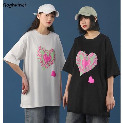 Print Short Sleeve T-shirts Women Friends Sweet Loose Harajuku Korean Casual Undershirts Students Oversize Outwear Cotton Tees