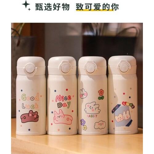 Lovely cartoon stainless steel small ins spring cover insulation Cup