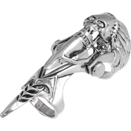 Punk Retro Skull Ring For Men Male Knight Skull Ghost Knuckle Armour Finger Rings Unisex Cool Party Jewelry 2021 Gifts