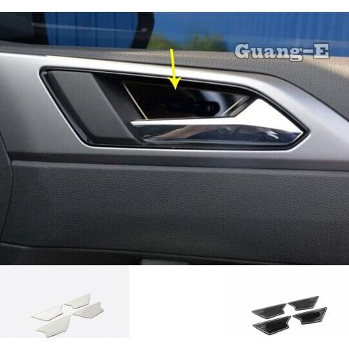 Car Cover Stick Trim Stainless Steel Door Inner Handle Bowl Frame Panel For Volkswagen VW Polo Hatchback 2019 2020 2021 2022