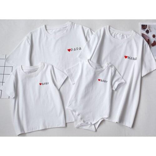 Summer Family Matching Clothes Mother Father Baby Clothes MAMA PAPA T-shirt Baby Bodysuit Outfits