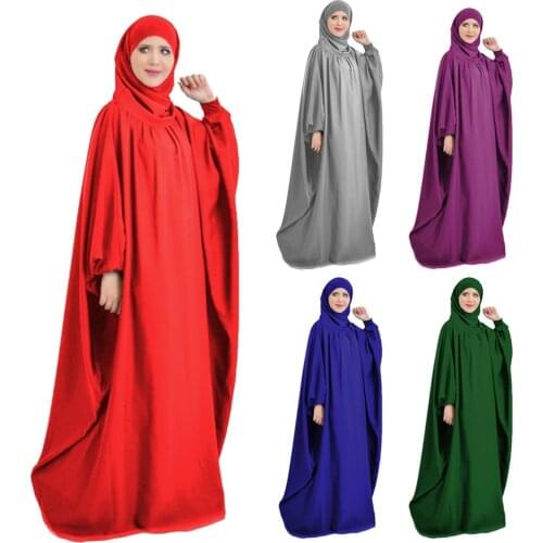 Richkeda Store New 2021Muslim Women Long Khimar Full Cover Hooded Abaya Maxi Dress Islamic Clothing Prayer Garment Ramadan