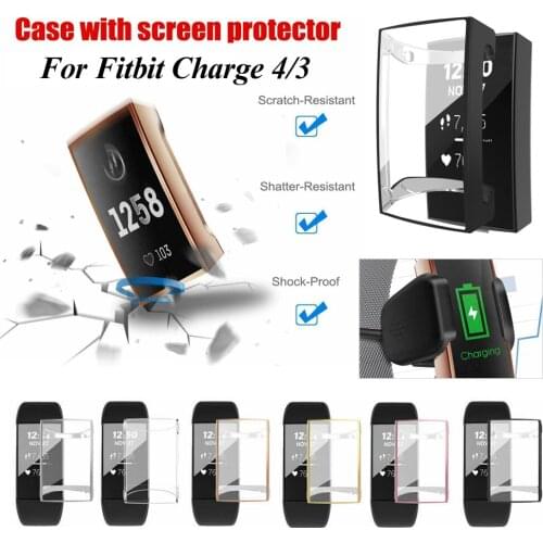 Soft TPU Protective Case For Fitbit Charge 4 3 Band Watch Cover Full Screen Protector Plating ShockProof Smart Watch Accessories