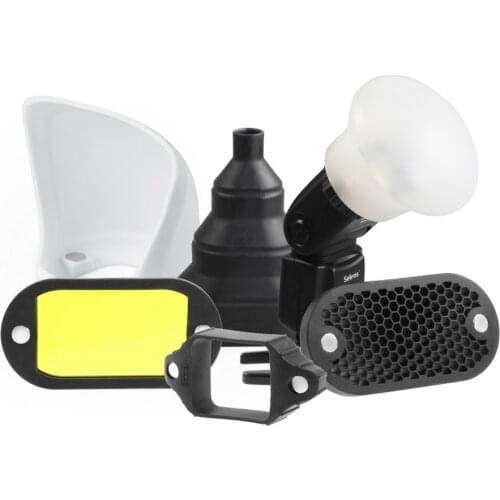 Selens Magnetic Flash Accessories Kit 7 Color Filters Honeycomb Grids Sphere Bounce Snoot Lighting Modifier for Speedlite