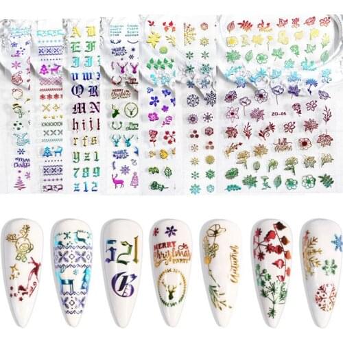 New Alphabet Nail Stickers Color Gradient 3D Flower Digital Slim Waterproof Nail Art Sticker DIY Decoration 16.7x9.7cm CL21