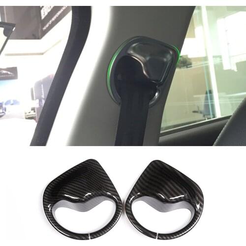 2pcs Carbon Fiber Style ABS Plastic Stickers Interior Modification Safety Belt Cover Trim for Jaguar XE Models Accessories