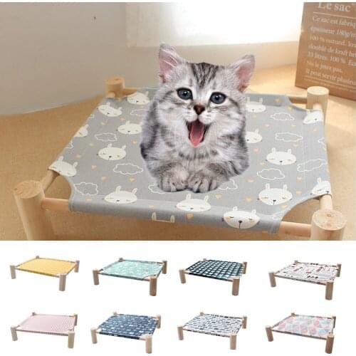 New Solid Wood Bed Camp-bed Pet Camp-bed Cat Dog Wooden Pet Kennel Removal of Four Seasons Rabbit Sofa Bed