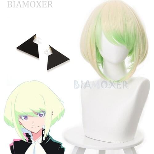 PROMARE Lio Fotia Cosplay Wig Earring Mad Burnish Cosplay Costume Heat Resistant Synthetic Hair Women Party Role Play Wigs
