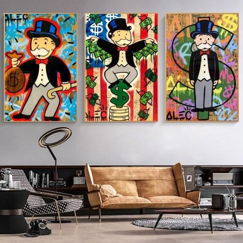Alec Monopoly Graffiti Art Canvas Posters and Prints Big Rich Man Street Art Paintings on the Wall Art Pictures Home Decoration