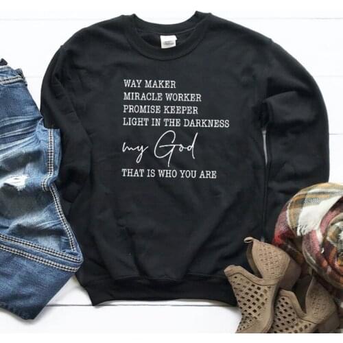 Way Maker Miracle Worker God Sweatshirt Women Letter Print Christian Hoodies Bible Verse Pullovers Jesus Clothes Dropshipping