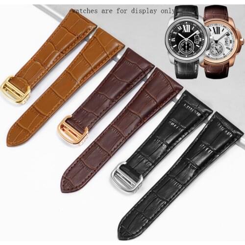 Yopo16 18 20 22 23 24 25mm Genuine leather strap brown black light brown watchband Replacement belt for CALIBRE DE series watch