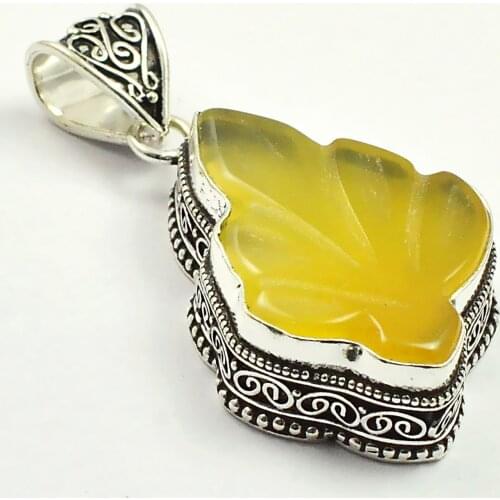 Carved Leaf Pendant Silver Overlay over Copper , 55 mm, P3895